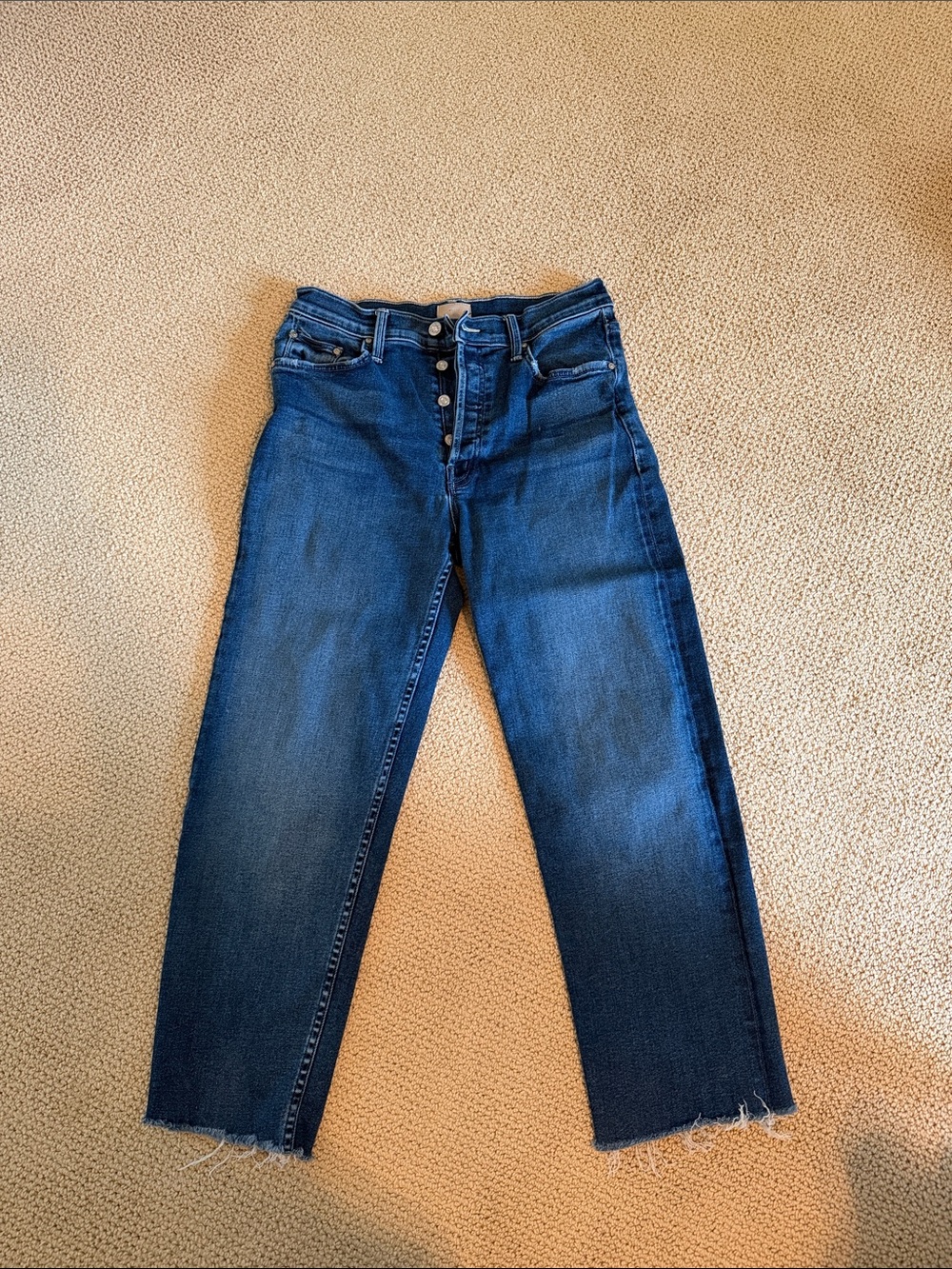 Mother Classic High-Rise Women's Dark Blue Button-Fly Jeans - Cropped - Size 27